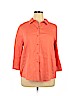Chico's 100% Linen Orange 3/4 Sleeve Button-Down Shirt Size XL (3) - photo 1
