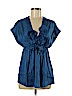 Robert Rodriguez 100% Silk Blue Short Sleeve Silk Top Size 6 - photo 1