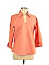 Coldwater Creek 100% Cotton Orange 3/4 Sleeve Button-Down Shirt Size M - photo 1