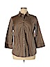 Foxcroft 100% Cotton Tan 3/4 Sleeve Button-Down Shirt Size 16 - photo 1