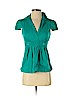 BCBGMAXAZRIA Teal Short Sleeve Blouse Size XS - photo 1