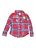 Justice 100% Rayon Red Long Sleeve Button-Down Shirt Size 10 - photo 1
