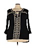 One World 100% Rayon Black 3/4 Sleeve Blouse Size 3X - photo 1
