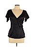 Diane von Furstenberg Black Short Sleeve Silk Top Size 10 - photo 1