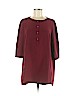 Lafayette 148 New York 100% Silk Burgundy 3/4 Sleeve Silk Top Size M - photo 1