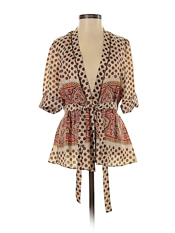 BCBGMAXAZRIA Short Sleeve Silk Top (view 1)