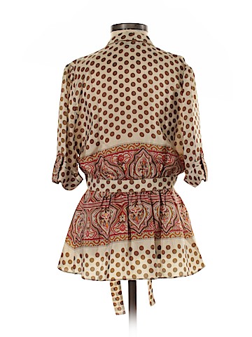 BCBGMAXAZRIA Short Sleeve Silk Top (view 2)