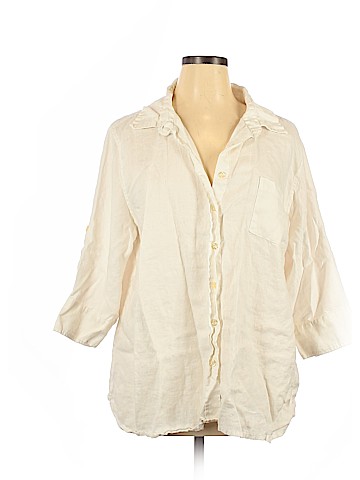 Allen Allen 3/4 Sleeve Button-Down Shirt (view 1)