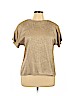 LINDA HUTTON 100% Silk Tan Short Sleeve Silk Top Size XL - photo 1