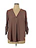 Lush 100% Polyester Tan 3/4 Sleeve Blouse Size XL - photo 1