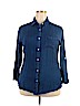 Style House 100% Rayon Blue Long Sleeve Button-Down Shirt Size 3X - photo 1