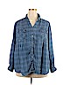 Style&Co 100% Lyocell Blue Long Sleeve Button-Down Shirt Size 3X - photo 1