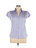 Banana Republic 100% Cotton Purple Short Sleeve Button-Down Shirt Size 14 - photo 1