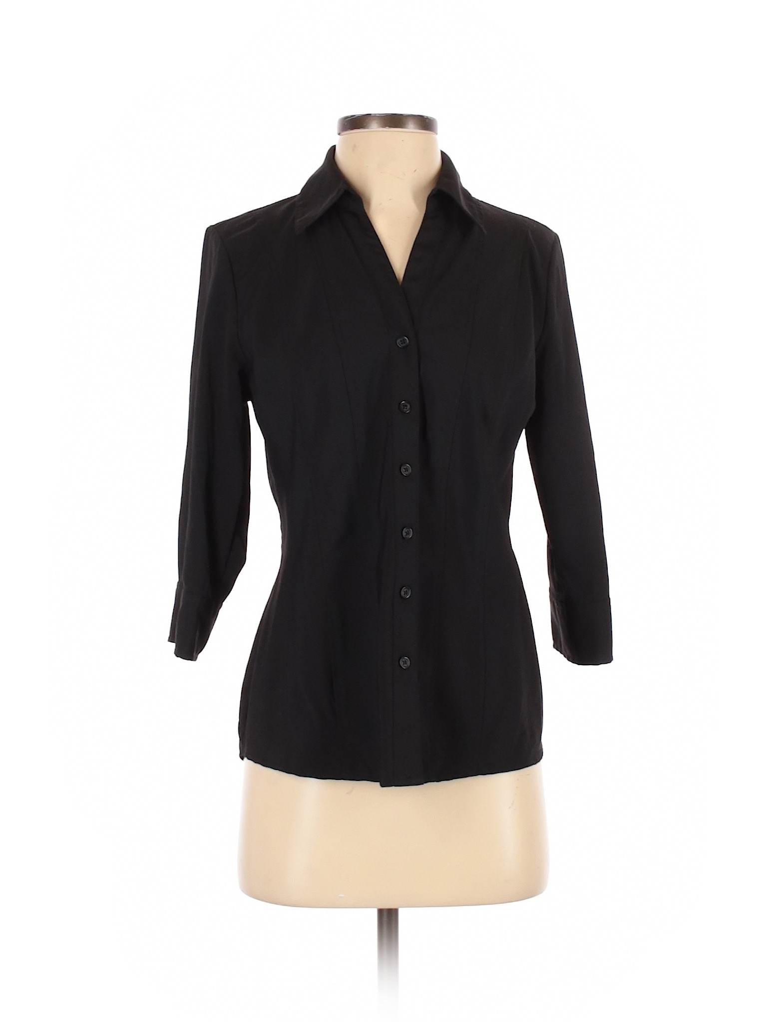 Style&Co Women Black 3/4 Sleeve Button-Down Shirt M | eBay