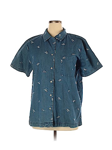 Denim & Co Short Sleeve Button-Down Shirt (view 1)