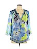 Hale Bob 100% Silk Blue 3/4 Sleeve Silk Top Size M - photo 1