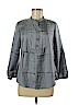 Jigsaw 100% Silk Gray Long Sleeve Silk Top Size 6 - photo 1