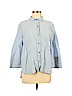 Halston Blue 3/4 Sleeve Button-Down Shirt Size M - photo 1