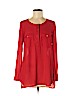 H&M 100% Polyester Red Long Sleeve Blouse Size 8 - photo 1