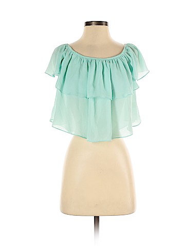 Aqua Short Sleeve Blouse (view 1)
