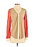 DKNY Tan Long Sleeve Silk Top Size S - photo 1