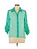Bongo 100% Polyester Teal Long Sleeve Blouse Size L - photo 1