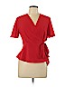 Monteau 100% Polyester Red Short Sleeve Blouse Size L - photo 1