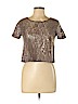 H.I.P. Happening in the Present Tan Short Sleeve Blouse Size L - photo 1