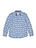 Mini Boden 100% Cotton Print Blue Long Sleeve Button-Down Shirt Size 11 - 12 - photo 1