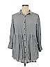 Solitaire 100% Rayon Gray Long Sleeve Blouse Size 1X - photo 1