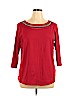 Rafaella 100% Cotton Red Long Sleeve Top Size 1X - photo 1