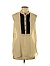 RACHEL Rachel Roy 100% Polyester Tan Sleeveless Blouse Size L - photo 1