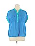 Spense 100% Polyester Blue Short Sleeve Blouse Size XL - photo 1