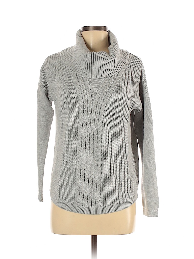 Banana Republic Chevron-herringbone Color Block Gray Turtleneck Sweater ...