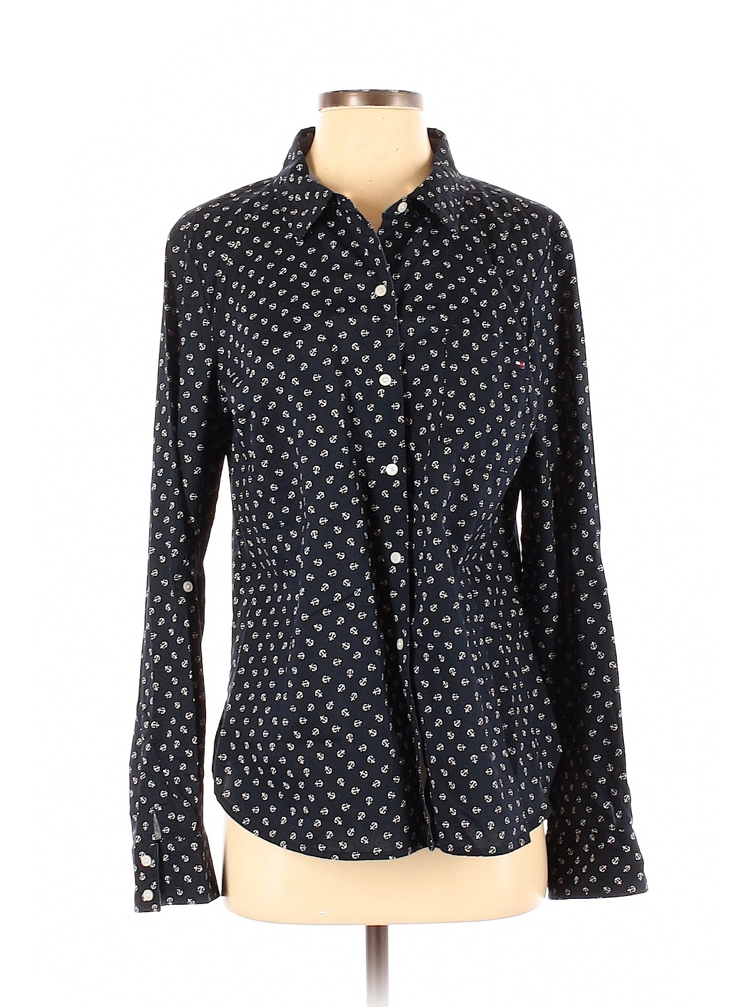 Tommy Hilfiger Women Blue Long Sleeve Button-Down Shirt M | eBay
