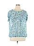 a.n.a. A New Approach 100% Polyester Blue Short Sleeve Blouse Size XL - photo 1