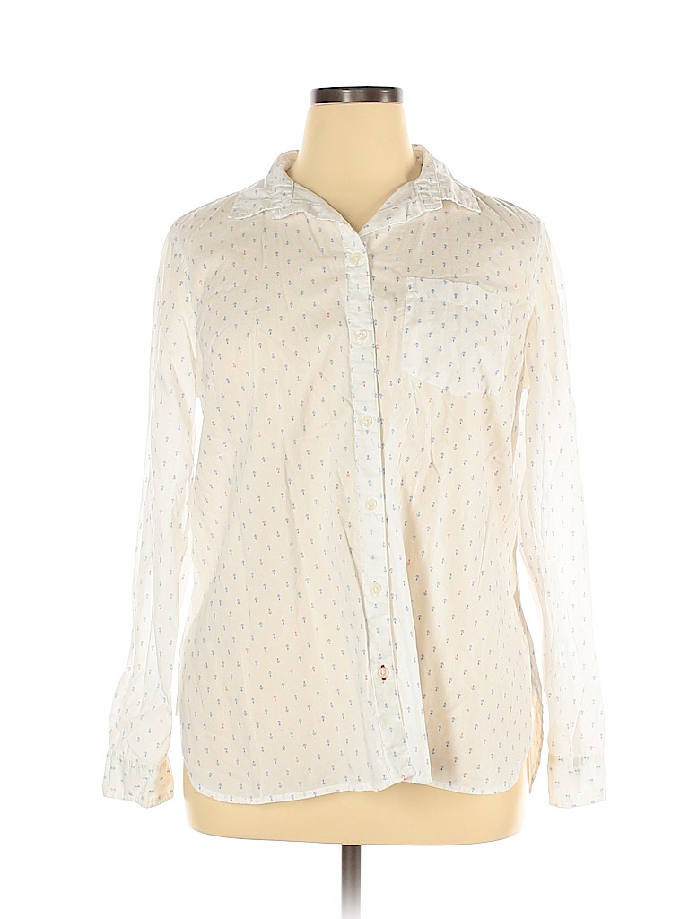 Old Navy Polka Dots White Long Sleeve Button-Down Shirt Size XL - 63% ...