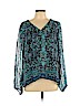 Nanette Lepore 100% Silk Blue Long Sleeve Silk Top Size L - photo 1