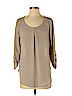 Lush 100% Polyester Tan 3/4 Sleeve Blouse Size S - photo 1