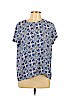 Ann Taylor LOFT 100% Polyester Blue Short Sleeve Blouse Size L (petite) - photo 1