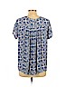 Ann Taylor LOFT 100% Polyester Blue Short Sleeve Blouse Size L (petite) - photo 2