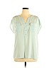 INC International Concepts 100% Polyester Green Short Sleeve Blouse Size 1X - photo 1