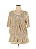 IZOD 100% Cotton Tan Short Sleeve Top Size 1X - photo 1