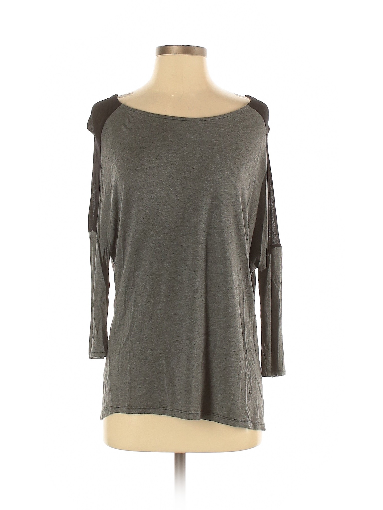 Zara W&B Collection Women Gray 3/4 Sleeve Top M | EBay