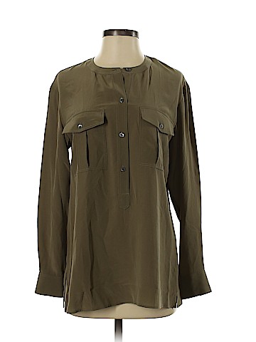 Theory Long Sleeve Silk Top (view 1)