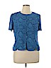 Leslie Fay 100% Polyester Blue Short Sleeve Blouse Size 16 (petite) - photo 1