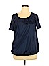 Lane Bryant 100% Polyester Blue Short Sleeve Blouse Size 14 - 16 Plus - photo 1