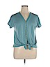 W5 100% Polyester Blue Short Sleeve Blouse Size XL - photo 1