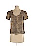 Emerson Made 100% Silk Tan Short Sleeve Silk Top Size S - photo 1