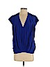 Exclusive for Intermix 100% Silk Blue Short Sleeve Silk Top Size P (petite) - photo 1